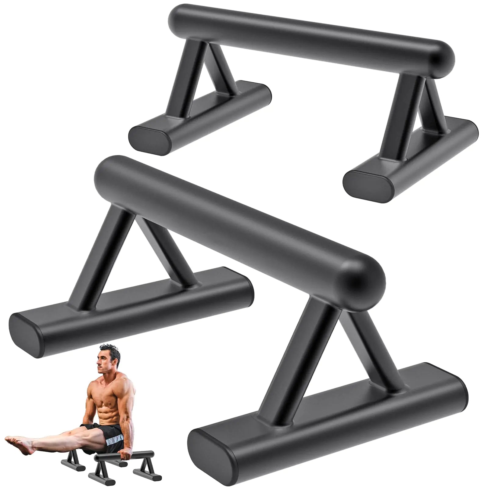 SELEWAERE Metal Parallettes Floor Workout Push Up Handles Non-Slip Pushup Bars Handstand Bars for Calisthenic Fitness Sturdy Steel Tubing Structure with Matte Paint Finish Load up to 600 lbs